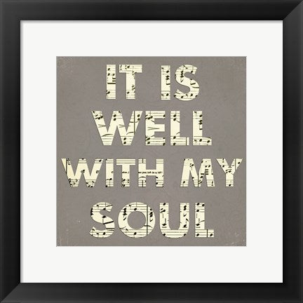 Framed Art It Is Well With My Soul - Gray by Veruca Salt Wall Decor 18x24 Artwork