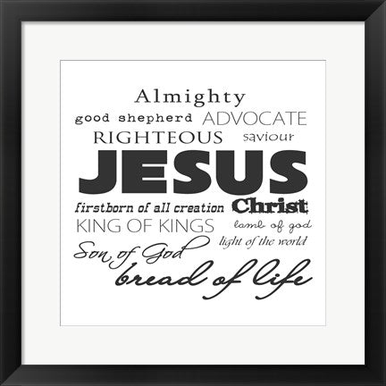 Framed Art Jesus Christ White by Veruca Salt Wall Decor 18x24 Artwork