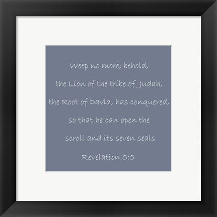 Framed Art Revelation 5:5 by Veruca Salt Wall Decor 18x24 Artwork