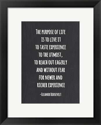 Framed Art The Purpose of Life is to Live by Veruca Salt Wall Decor 18x24 Artwork
