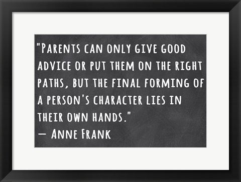Framed Art Frame Art A Person's Character Lies in Their Own Hands -Anne Frank by Veruca Salt Wall Decor 18x24 Artwork