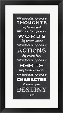 Framed Art Watch Your Character It Becomes Your Destiny by Veruca Salt Wall Decor 18x24 Artwork