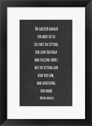 Framed Art The Greater Danger -Michelangelo by Veruca Salt Wall Decor 18x24 Artwork
