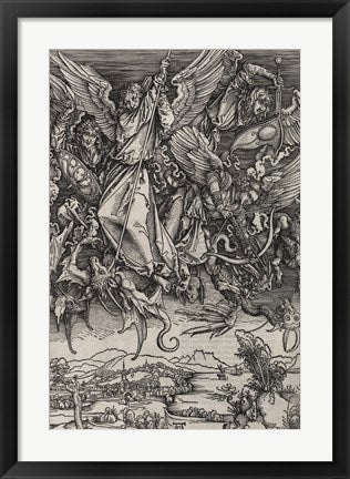 Framed Art St. Michael Fighting the Dragon by Albrecht Durer, 1498 by Albrecht Durer Wall Decor 18x24 Artwork