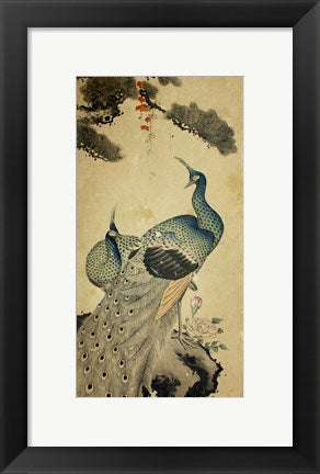 Framed Art Korean Peacocks Wall Decor 18x24 Artwork