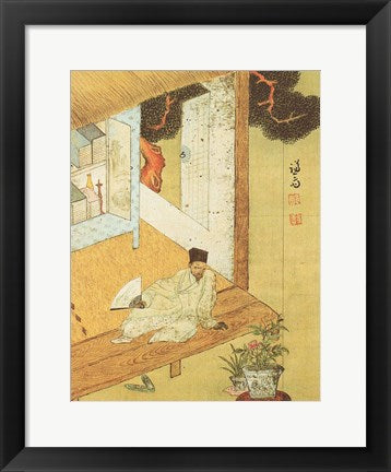 Framed Art Taking a Rest after Reading Books Wall Decor 18x24 Artwork