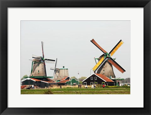 Framed Art Dutch Zaanse Schans Windmills Wall Decor 18x24 Artwork