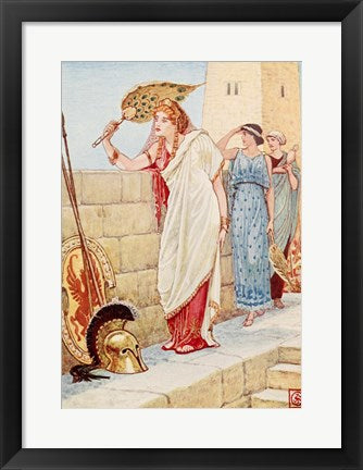 Framed Art Often She Would Stand Upon the Walls of Troy, Helen the Queen of Sparta Wall Decor 18x24 Artwork