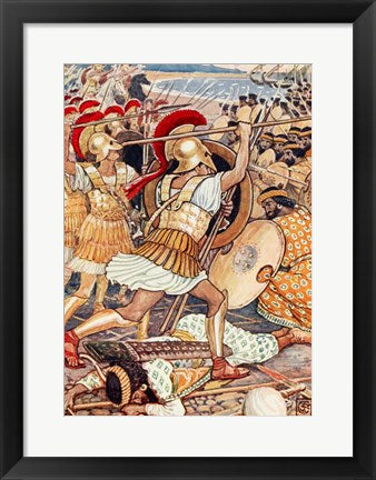 Framed Art They Crashed Into the Persian Army with Tremendous Force Wall Decor 18x24 Artwork