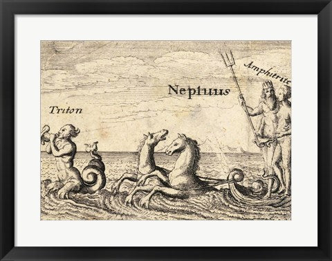 Framed Art The Greek Gods Neptune Wall Decor 18x24 Artwork
