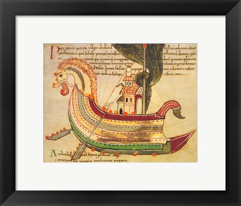 Framed Art Viking Dragon Ship Wall Decor 18x24 Artwork