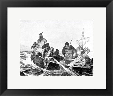 Framed Art Norsemen Landing in Iceland Wall Decor 18x24 Artwork