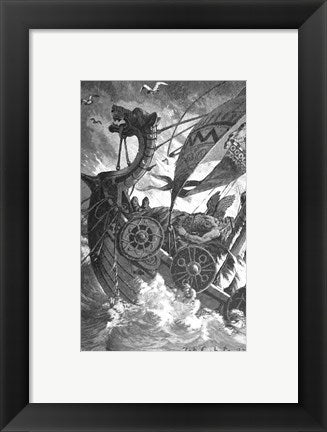 Framed Art Viking Burial Wall Decor 18x24 Artwork