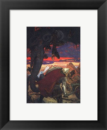 Framed Art Frame Art Dobryni Nikiticha with Seven-Headed Serpent Dragon Wall Decor 18x24 Artwork