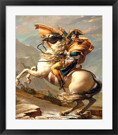 Framed Art Napoleon Crossing the Alps at the St Bernard Pass by Jacques-Louis David Wall Decor 18x24 Artwork