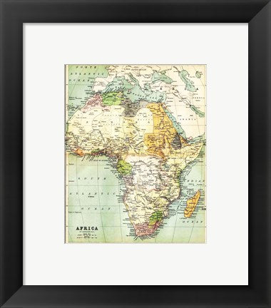 Framed Art Map of Africa 1885 Wall Decor 18x24 Artwork
