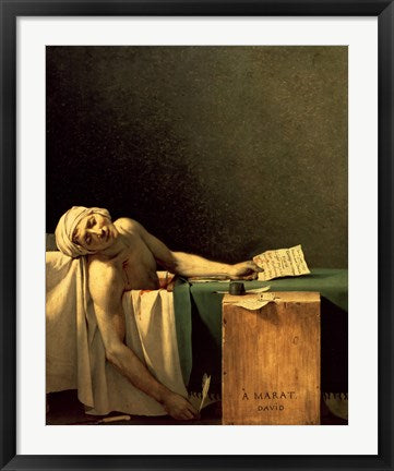 Framed Art The Death of Marat, 1793 by Jacques-Louis David Wall Decor 18x24 Artwork