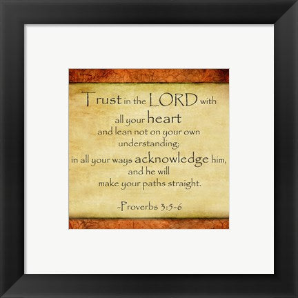 Framed Art Trust in the Lord Wall Decor 18x24 Artwork