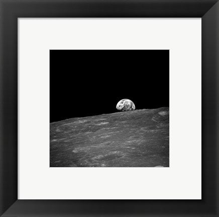 Framed Art The first photograph taken by humans of Earthrise during Apollo 8. Wall Decor 18x24 Artwork