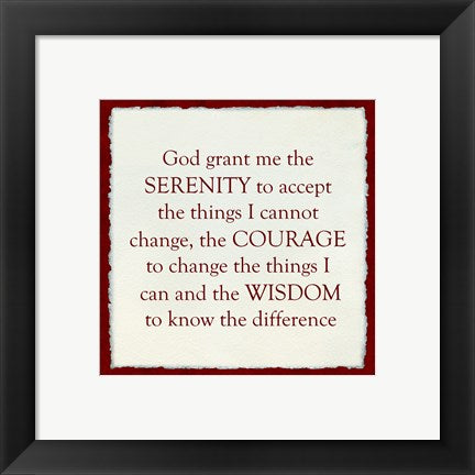 Framed Art Serenity Prayer - Red Border Wall Decor 18x24 Artwork