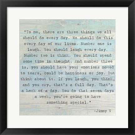 Framed Art Three Things, Jimmy V Quote Wall Decor 18x24 Artwork