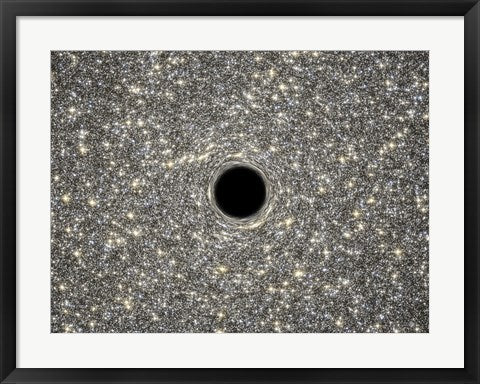 Framed Art Artist's Concept of Giant Black Hole in Center of Ultracompact Galaxy by NASA, ESA, STS Wall Decor 18x24 Artwork