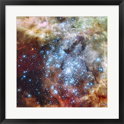 Framed Art Merging Clusters in 30 Doradus (Non-annotated) by NASA, ESA, STScl Wall Decor 18x24 Artwork