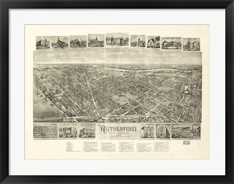 Framed Art Rutherford, NJ Vintage Map, 1904 Wall Decor 18x24 Artwork