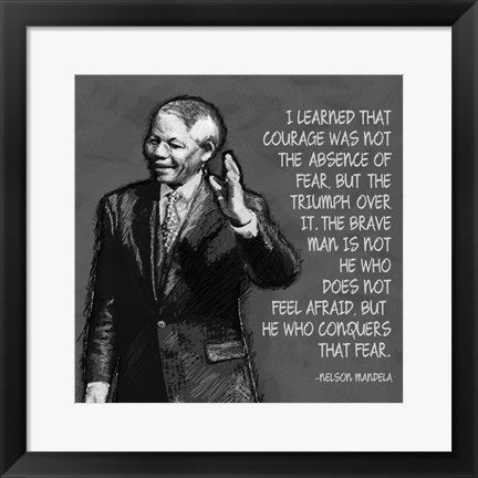 Framed Art He Who Conquers - Nelson Mandela Quote by Veruca Salt Wall Decor 18x24 Artwork
