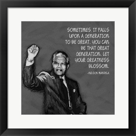 Framed Art Greatness - Nelson Mandela Quote by Veruca Salt Wall Decor 18x24 Artwork
