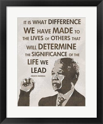 Framed Art The Life We Lead - Nelson Mandela by Veruca Salt Wall Decor 18x24 Artwork