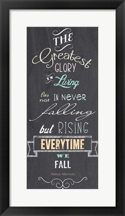 Framed Art The Greatest Glory - Nelson Mandela Quote by Veruca Salt Wall Decor 18x24 Artwork
