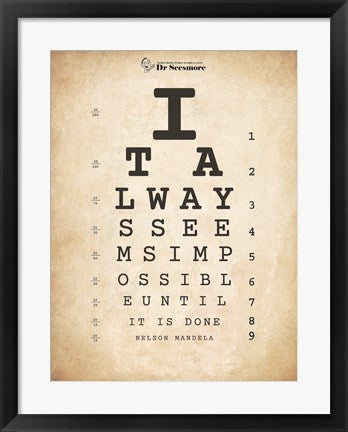 Framed Art Nelson Mandela Eye Chart II by Veruca Salt Wall Decor 18x24 Artwork
