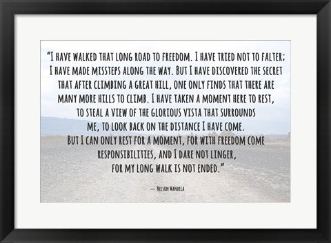 Framed Art Road to Freedom - Nelson Mandela Quote by Veruca Salt Wall Decor 18x24 Artwork