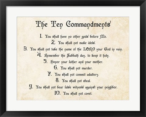 Framed Art The Ten Commandments by Veruca Salt Wall Decor 18x24 Artwork