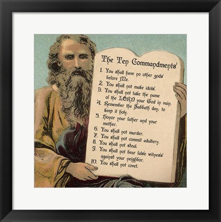 Framed Art Tablets of the Ten Commandments by Veruca Salt Wall Decor 18x24 Artwork