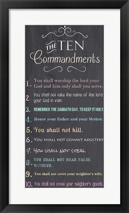 Framed Art The Ten Commandments - Chalkboard by Veruca Salt Wall Decor 18x24 Artwork