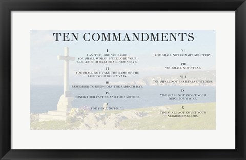 Framed Art Ten Commandments - Cross by Veruca Salt Wall Decor 18x24 Artwork