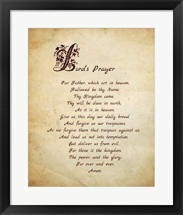 Framed Art Lord's Prayer by Veruca Salt Wall Decor 18x24 Artwork