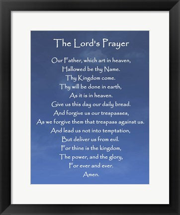 Framed Art The Lord's Prayer - Blue Sky by Veruca Salt Wall Decor 18x24 Artwork