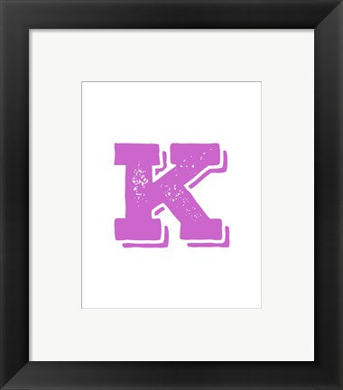 Framed Art K in Pink by Veruca Salt Wall Decor 18x24 Artwork