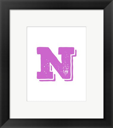 Framed Art N in Pink by Veruca Salt Wall Decor 18x24 Artwork