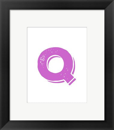 Framed Art Q in Pink by Veruca Salt Wall Decor 18x24 Artwork