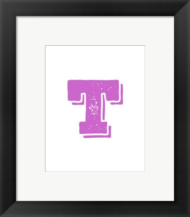 Framed Art T in Pink by Veruca Salt Wall Decor 18x24 Artwork