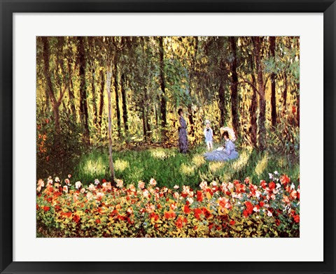 Framed Art Frame Art Family in Garden, Argenteuil by Claude Monet Wall Decor 18x24 Artwork
