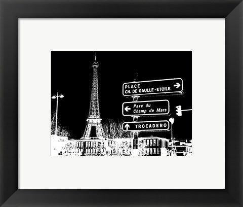 Framed Art Photograph of street signs in Paris - Black Wall Decor 18x24 Artwork