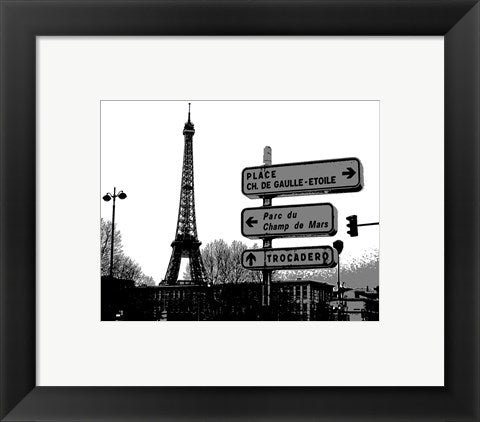 Framed Art Photograph of street signs in Paris Wall Decor 18x24 Artwork