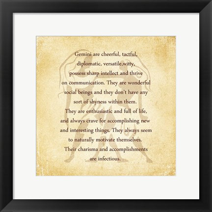Framed Art Gemini Character Traits by Veruca Salt Wall Decor 18x24 Artwork