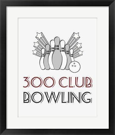 Framed Art 300 Club Bowling by Sports Mania Wall Decor 18x24 Artwork