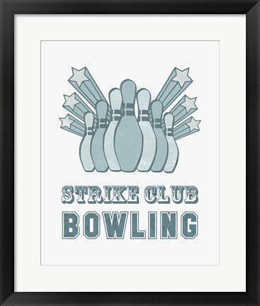Framed Art Strike Club Bowling by Sports Mania Wall Decor 18x24 Artwork